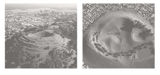 – as evident at Maungawhau (left) and Mangere (right) were reference points for the design of Barry Curtis Park. 